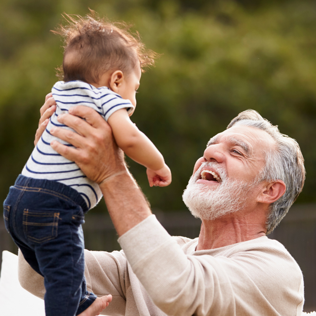 Newborn baby with granddad, Baby Space is an essential car sign for every family member helping with baby care.